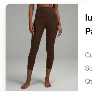 Lululemon brown high rise align leggings with pockets, 25 inch length